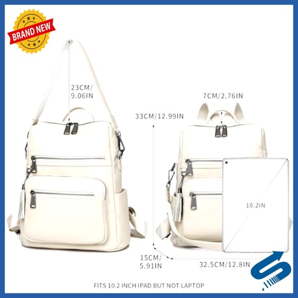 Genuine Leather Convertible Backpack Purse Shoulder Bag Large Capacity